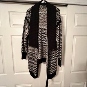 DKNY Black and White Patterned Cardigan